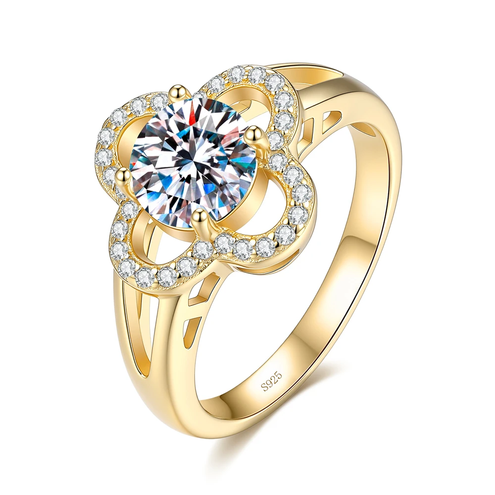 

D Color 1ct Moissanite Ring S925 Sterling Silver 18K Gold-Plated Si Ye Yong Wedding Rings for Woman Birthday Party Jewelry Gift