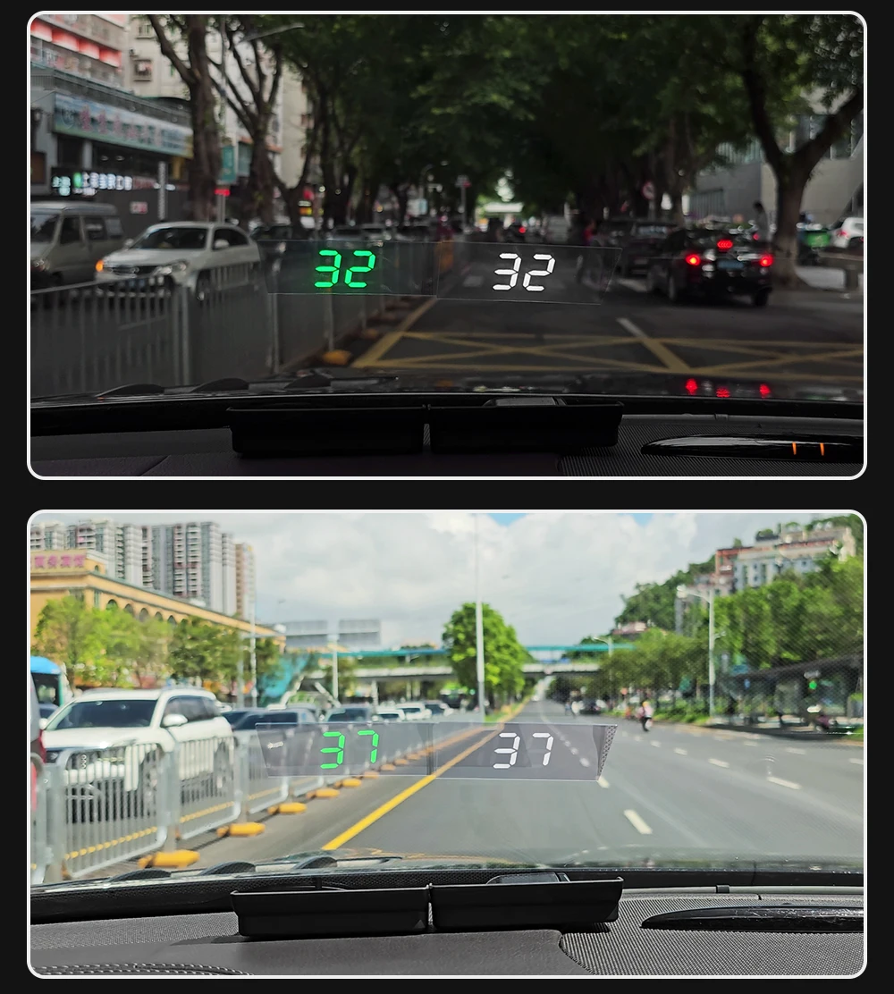 W1 Digitaler Tachometer mit GPS-Anzeige in KMH, Großes Display mit Grün-Weiß-LED-Anzeige, Auto-HUD Plug-and-Play – Detail 16