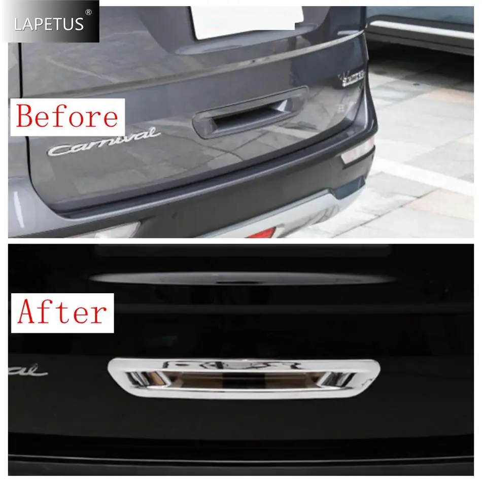 

Chrome Auto Rear Tail Trunk Door Pull Doorknob Handle Catch Bowl Decor Cover Trim Accessories For Kia Carnival KA4 2021 - 2024
