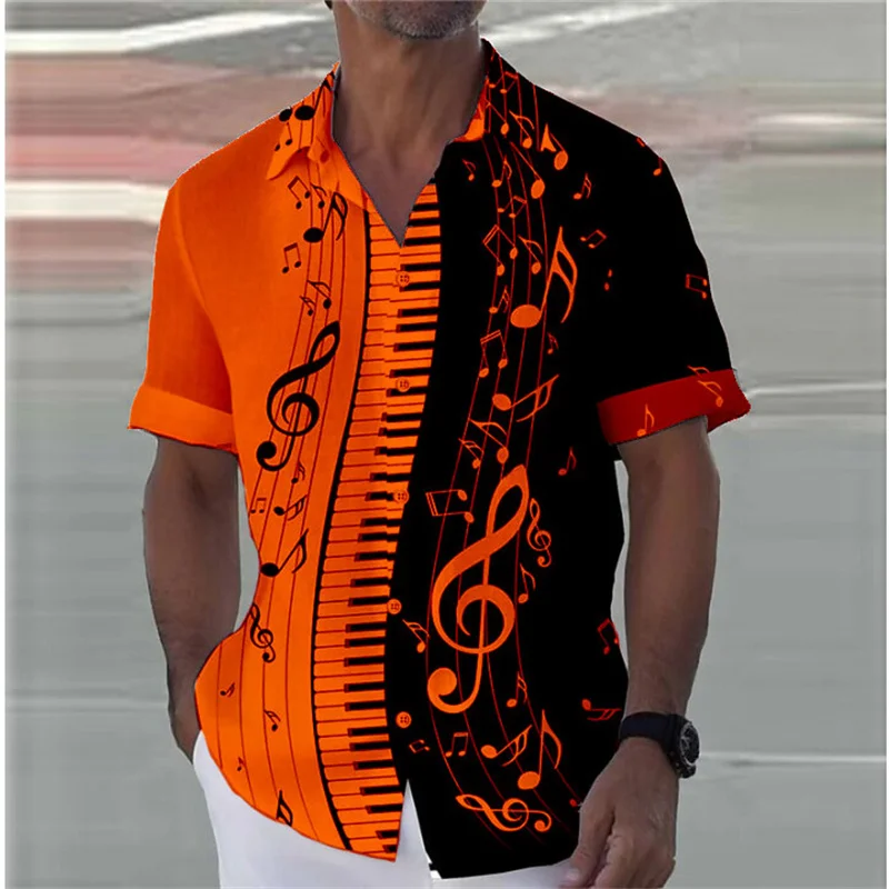 Camisa de manga corta con estampado 3D de Piano para hombre y mujer, ropa de calle de gran tamaño a la moda, 8 colores, S-5XL de verano, 2024