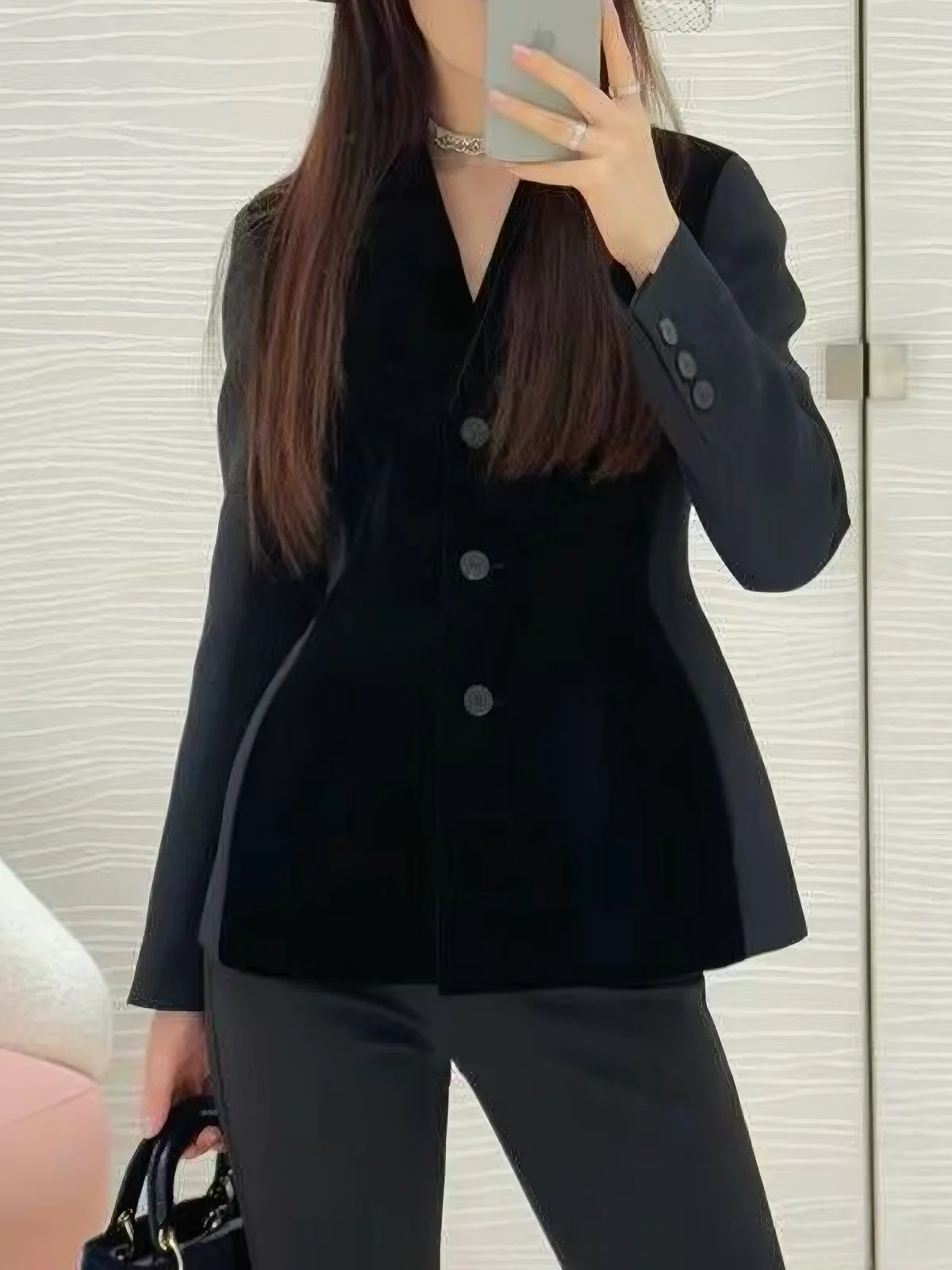 Spring Autumn New Style Velvet Long Sleeve Women's Jacket Slim Fit Patchwork Single Button Elegant Small Suit Outerwear