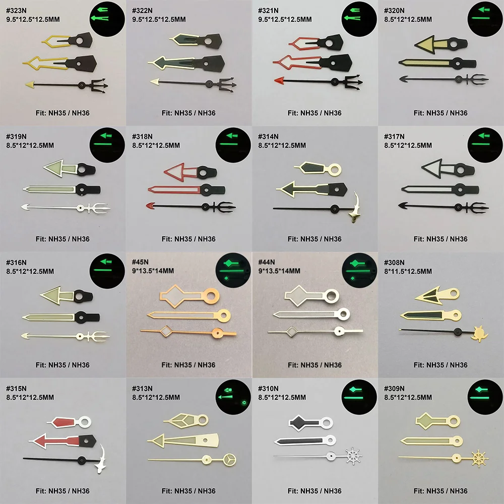 NH35 Needle Green Luminous Watch Hand  Accessories Hands For NH35/NH36/4R/7S Movement Watch Accessories Parts For Wristwatches