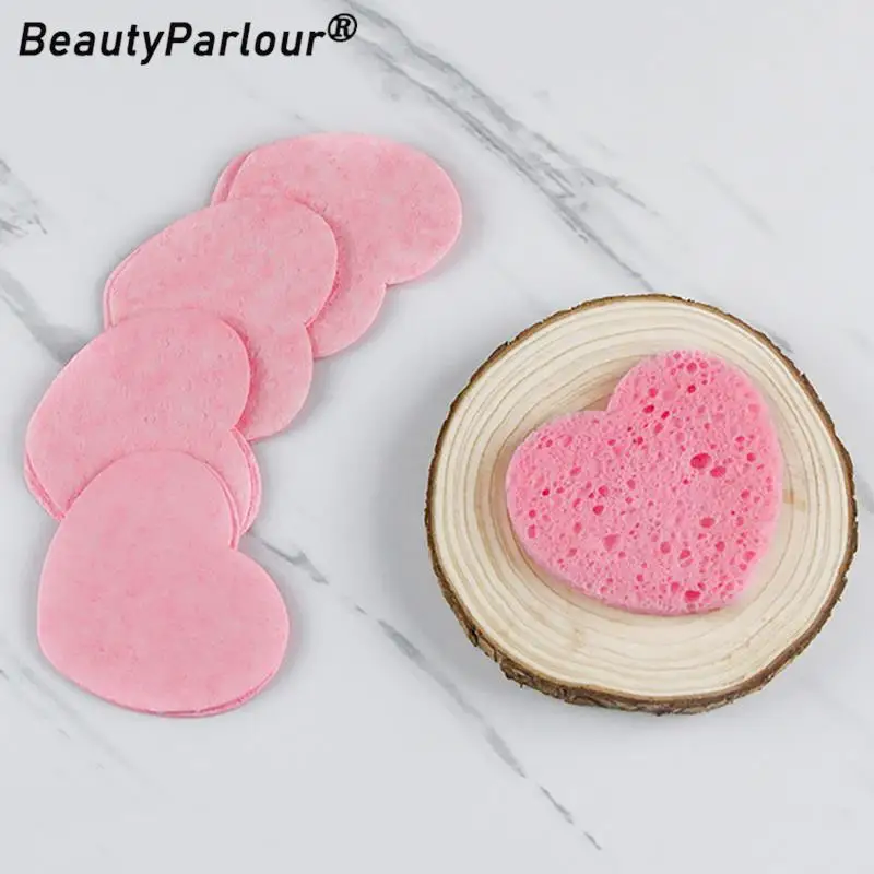 20/50pcs Heart-Shaped Face Sponge Remover Tool Natural Wood Pulp Cellulose Compress Cosmetic Puff Facial Washing Sponge Makeup