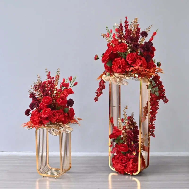a*-Shopping mall shop window electroplating gold thousand silk simulation flower wedding floor ornament hotel New Year's^