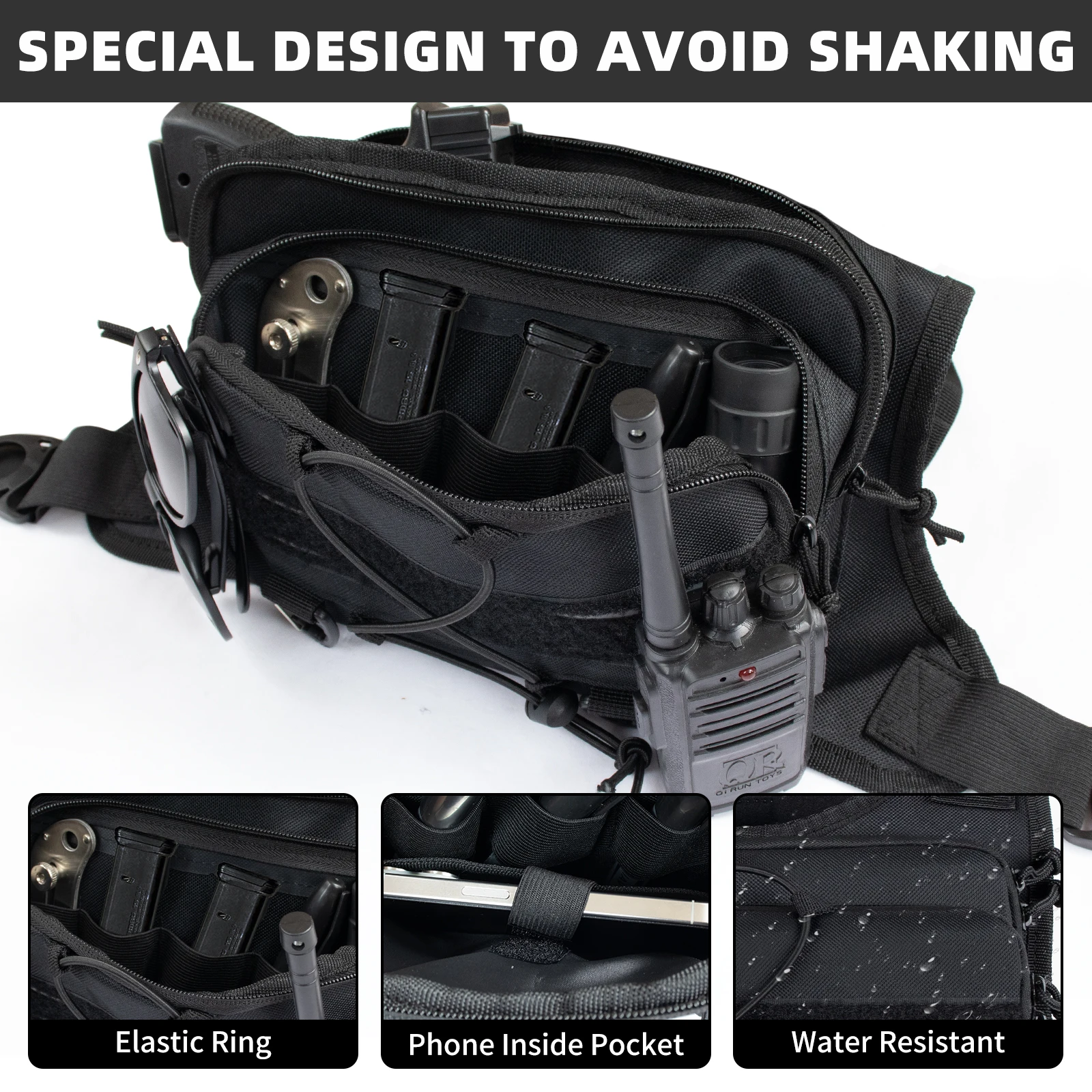 Chest Bag Lightweight Front Chest Pack Running Vest Bag With Pocket Phone Holder Large Capacity Waterproof Tactical Vest