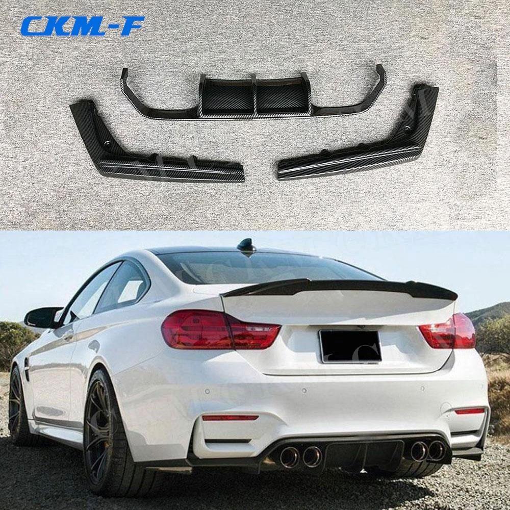 

Carbon Look Car Rear Bumper Lip Spoiler Diffuser for BMW 3 4 Serises F80 M3 F82 F83 M4 2014 - 2019 V Style ABS Gloss Black