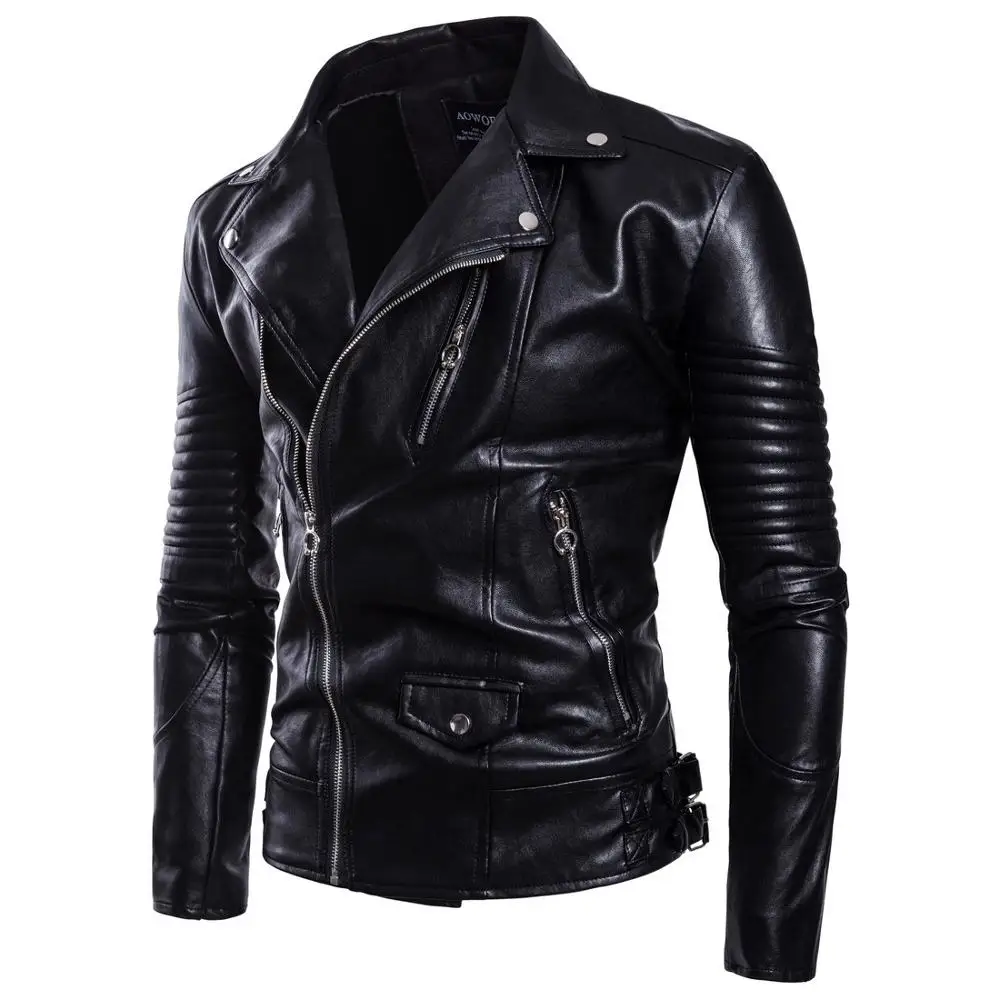 Men's Lapel Leather Jacket Retro Tight Motorcycle PU Jacket Casual Fashion Leather Jacket European Size Short Men's PU Jacket