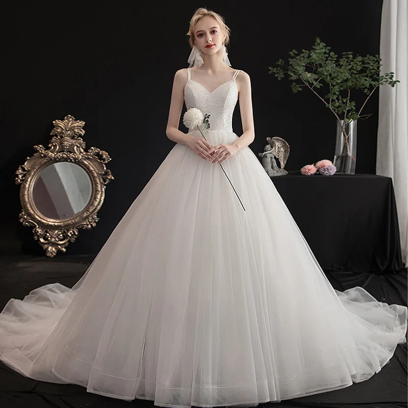 Vestidos de casamento extravagantes A-Line lantejoulas sem alças, Vestidos simples sem encosto, Vestido de noite luxuoso, Festa formal, Vintage