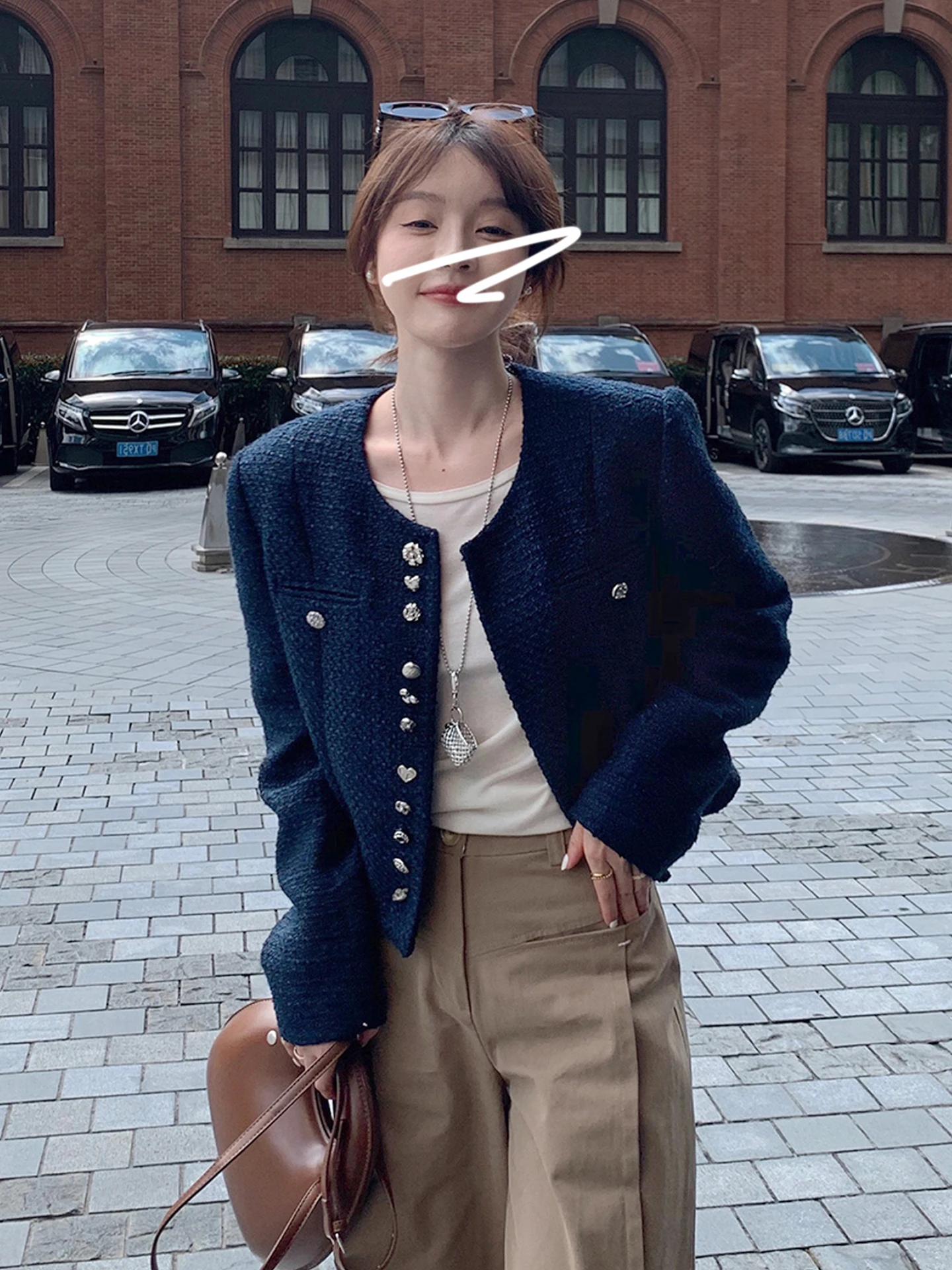 

Женское вязаное твидовое пальто на одной пуговице, осенний шерстяной кардиган с прямым подолом, приталенный крой, длинный рукав