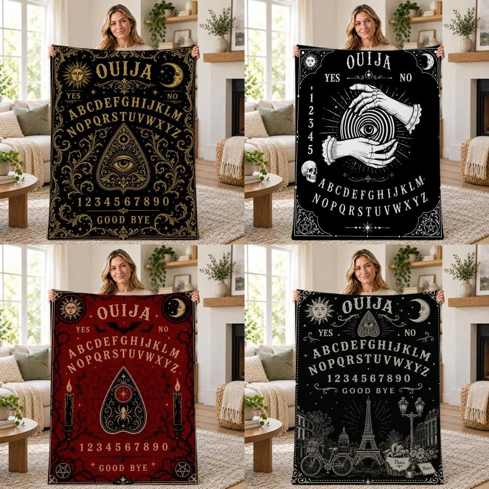Gothic Mystic Ouija Board Throw Soft Warm Flannel Throw Blanket for Sofa Bed Office Home Holiday Gift All Season