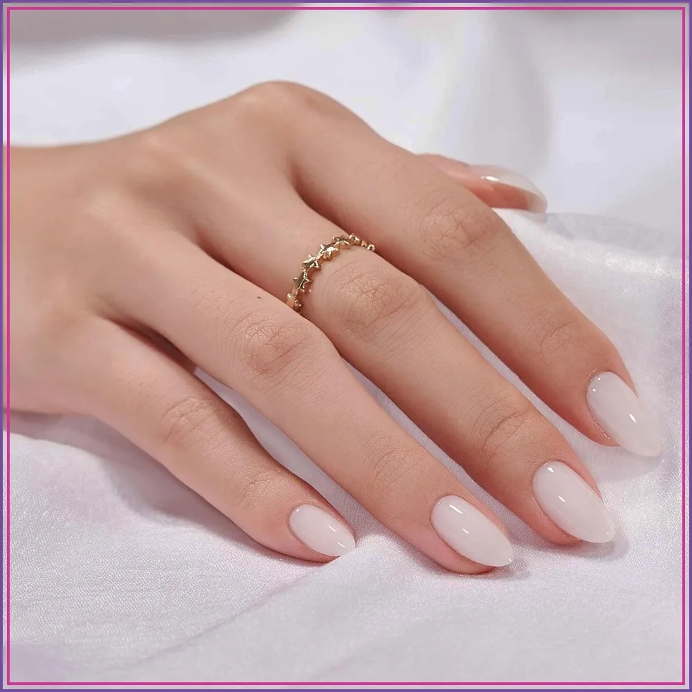 Press On Nails, Cream Puff, Short Almond, Ombre, 32Ct | 2+ Weeks Wear, Salon-Quality, 10-Minute Application, Fast Removal, 16 Sizes, Complete Kit