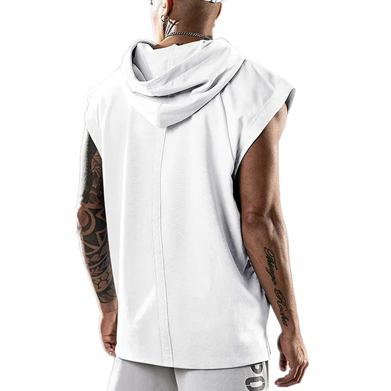 New Men\'s Sports Tank Top Hoodie Sleeveless T-shirt