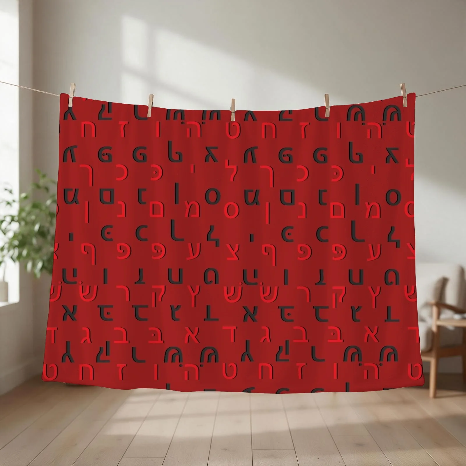 hebrew alphabet - red Throw Blanket Moving christmas decoration Picnic Flannels Blankets