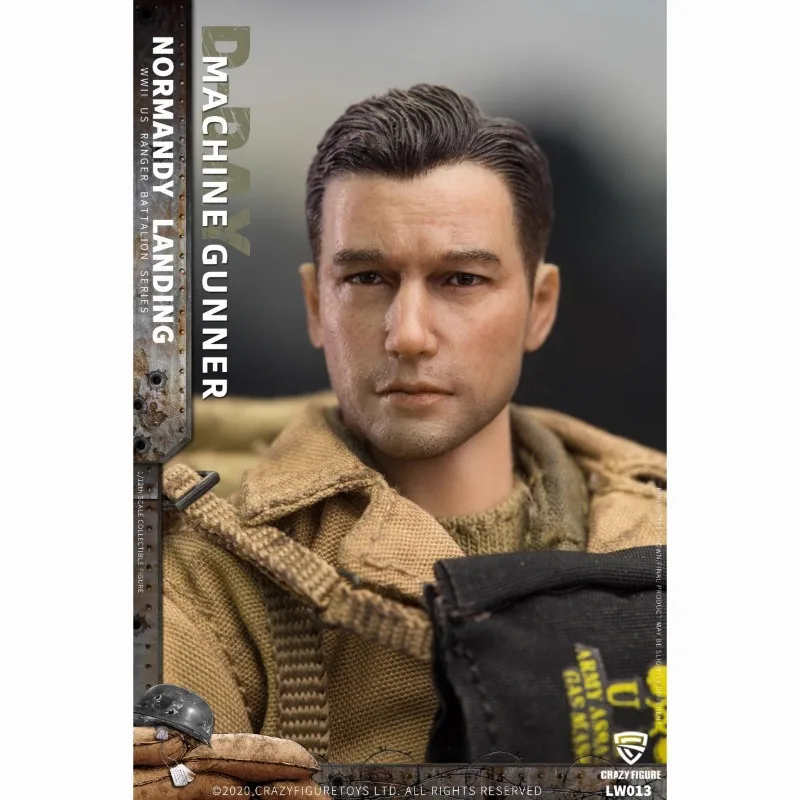 Goods in Stock 100% Original Crazy Figure LW013 1/12 Rangers on D-Day Machine Gunner Male Soldier Action Model Art Toy