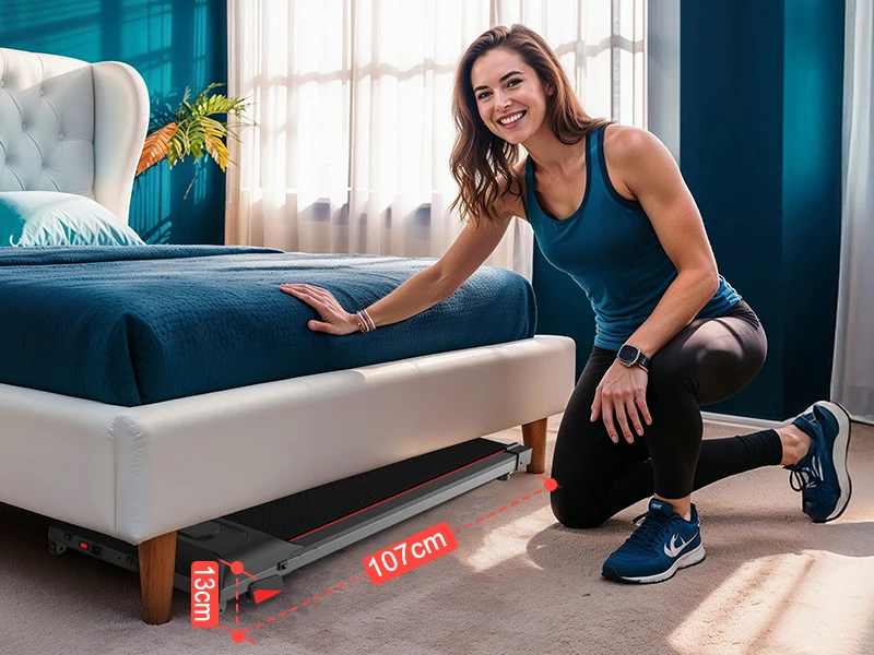 Leises Laufband für unter den Schreibtisch, 2,25 PS, 100 kg Tragkraft, 4% Steigung, tragbares, kompaktes elektrisches Laufband für Zuhause und Büro – Detail 8