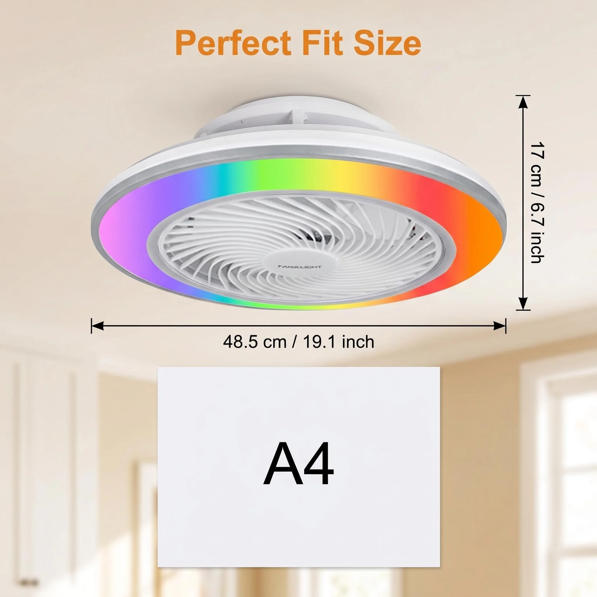Picture 4: Stepless Dimming 6Speed Ceiling Fan Light –AC 220V Smart Remote Control with Scheduled Timer for Bedroom & Study Electric Fan