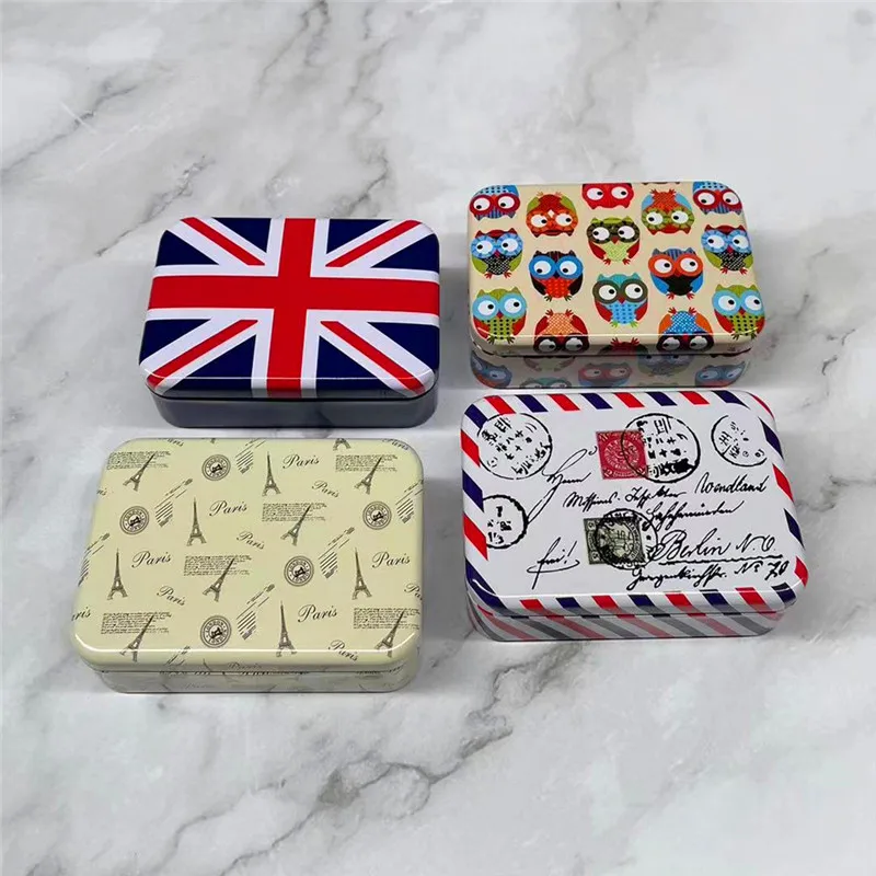 1 قطعة الكرتون تخزين القصدير صناديق مجوهرات صغيرة الحديد حالة في الهواء الطلق الإسعافات الأولية أداة المنظم الحاويات صندوق دبوس الشعر المعدني مع غطاء #1