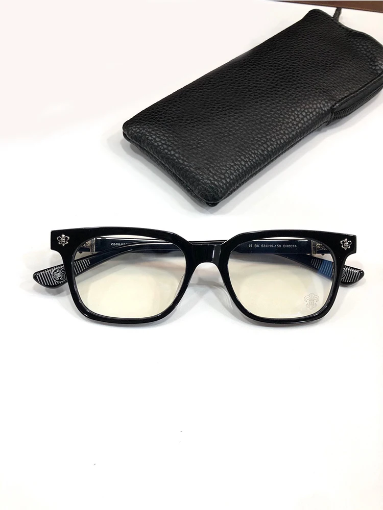 Black Trendy Acetate Square Frame Glasses for Men and Women, Classic Fashion Eyeglass Frames, Leopard Print Retro Literary Style, Natural Look, Blue Light Blocking Glasses with Prescription Lenses