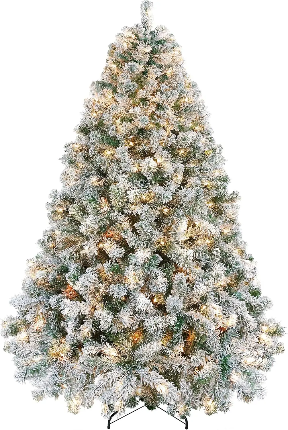 6ft Pre-lit Artificial Christmas Tree with Incandescent Warm White Lights,Snow Flocked Full Prelighted Xmas Tree W/820 Branch