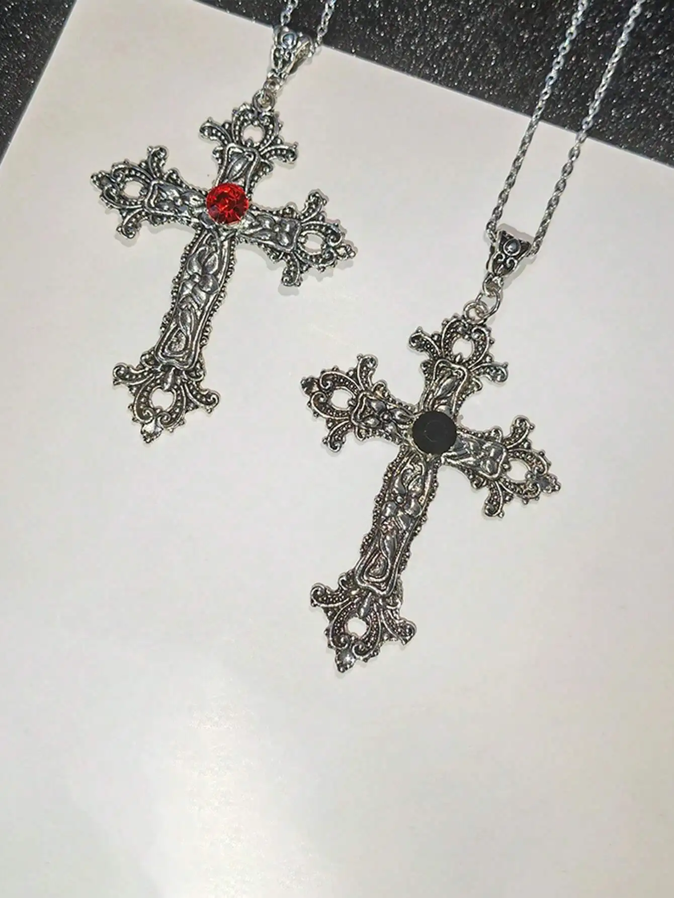 

Набор готических панк-ожерелий с подвесками в виде крестов из искусственного хрусталя для взрослых