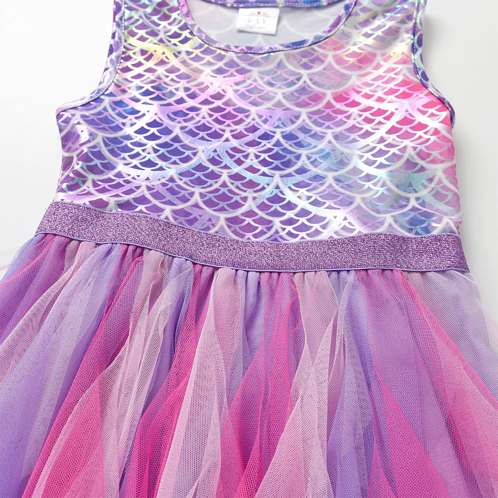 DXTON Sommer Prinzessin Ärmelloses Kleid Kinder Geburtstag Party Kleidung Unregelmäßige Schicht Prom Mädchen Kleider Kinder Tüll Kostüme – Detail 11