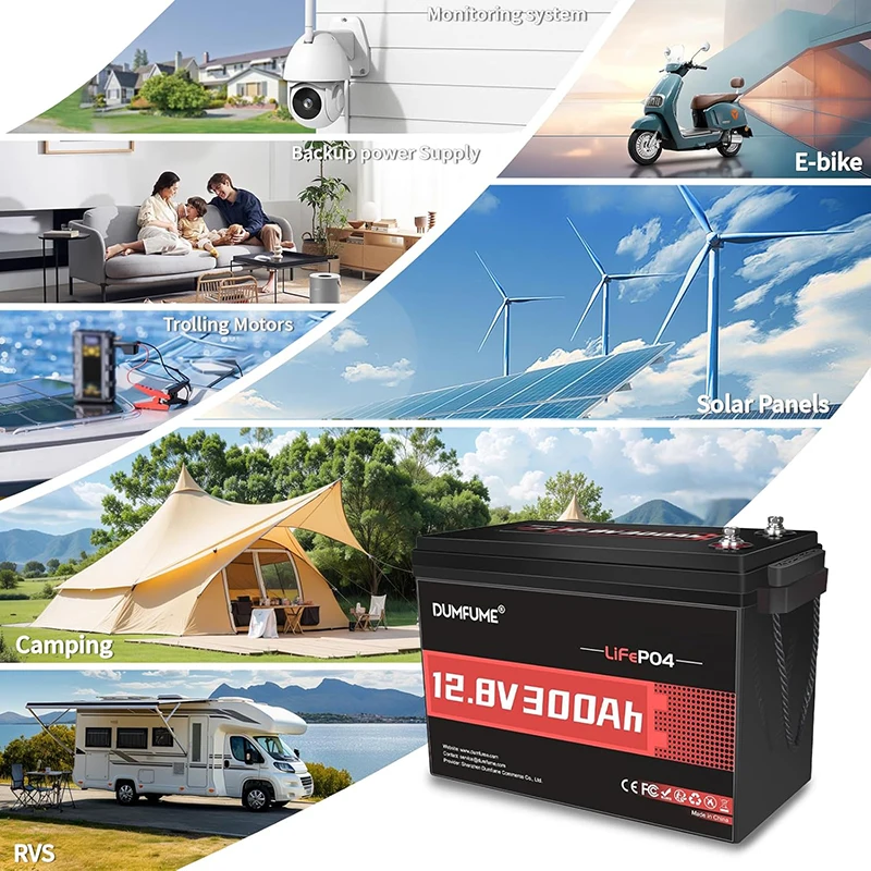 Dumfume 2 عبوات 12.8 فولت 300 أمبير بطارية ليثيوم LiFePO4 مدمجة 200 أمبير BMS 3840Wh طاقة للمنزل المتنقل احتياطية إمدادات الطاقة الشمسية #5
