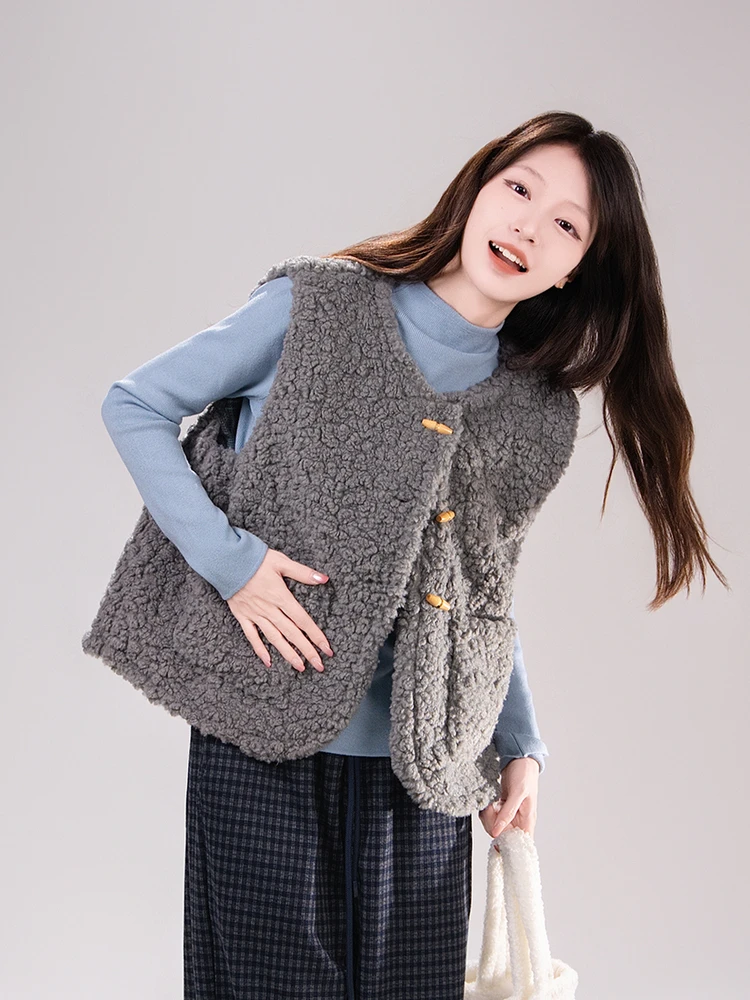 

Женский зимний теплый жилет из меха ягненка Artisanal ey, жакет с внутренней частью и роговицами, прямой крой, для поездок на работу