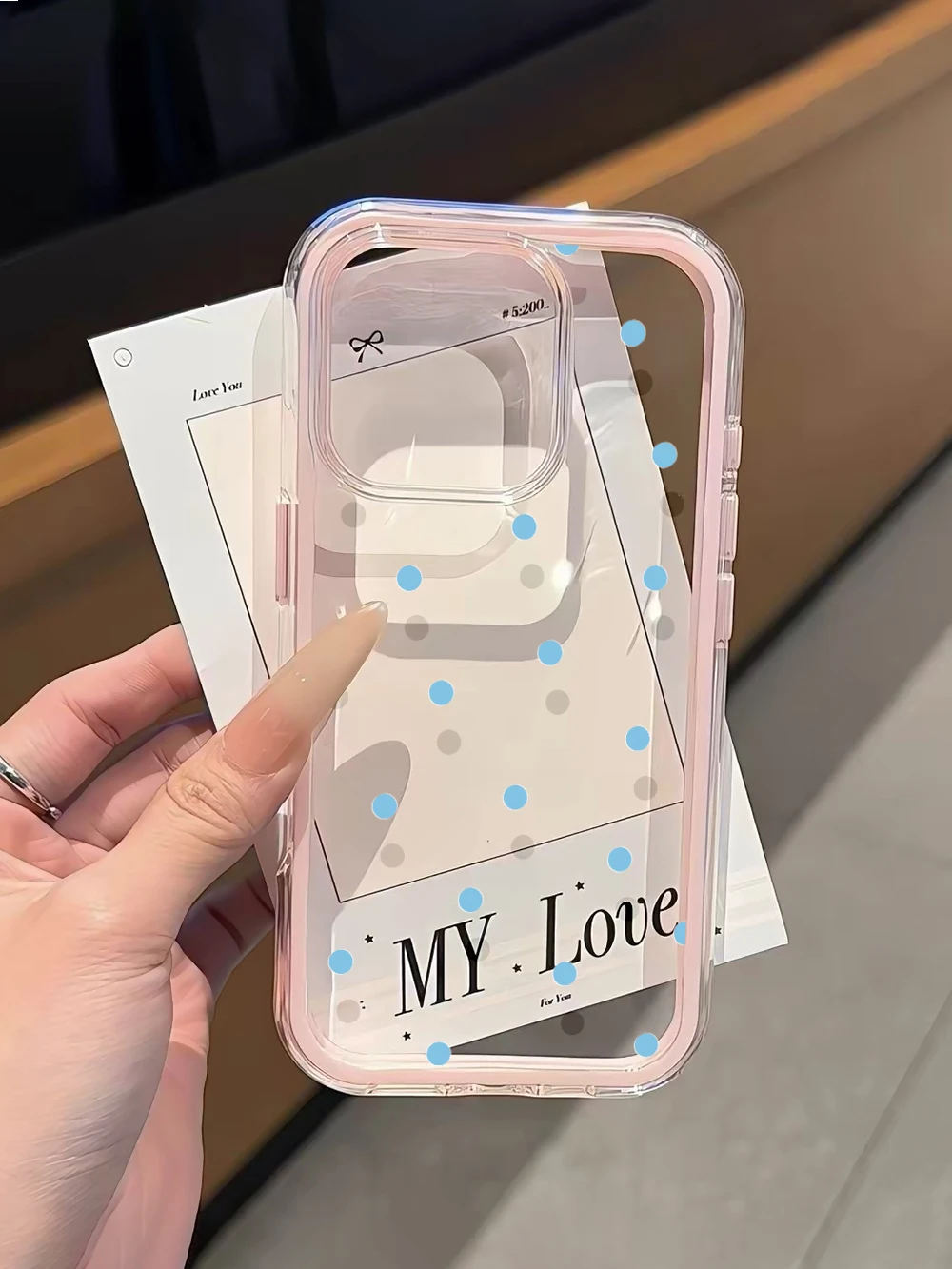 Einfache blaue gepunktete transparente Handyhülle für iPhone 17 11 12 13 14 15 16 Pro Max Plus XR 17 Air, stoßfeste Schutzhülle. – Detail 7
