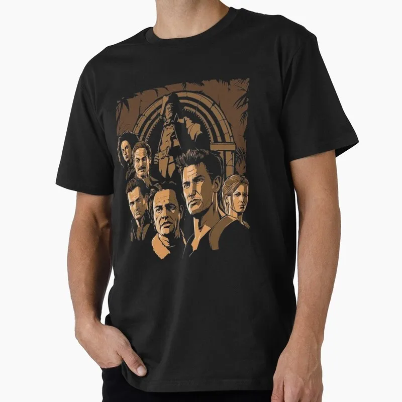 Uncharted 4 characters Gift For Fans Gamer 100% Cotton Printed T Shirt Short Sleeve Video game Graphic Clothes All Size