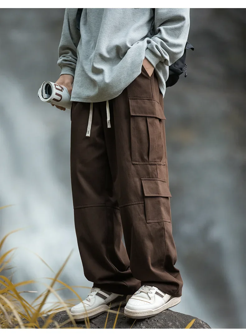 

Men's Baggy Cargo Pants Drawstring Elastic Waist Flap Pockets Loose Pants