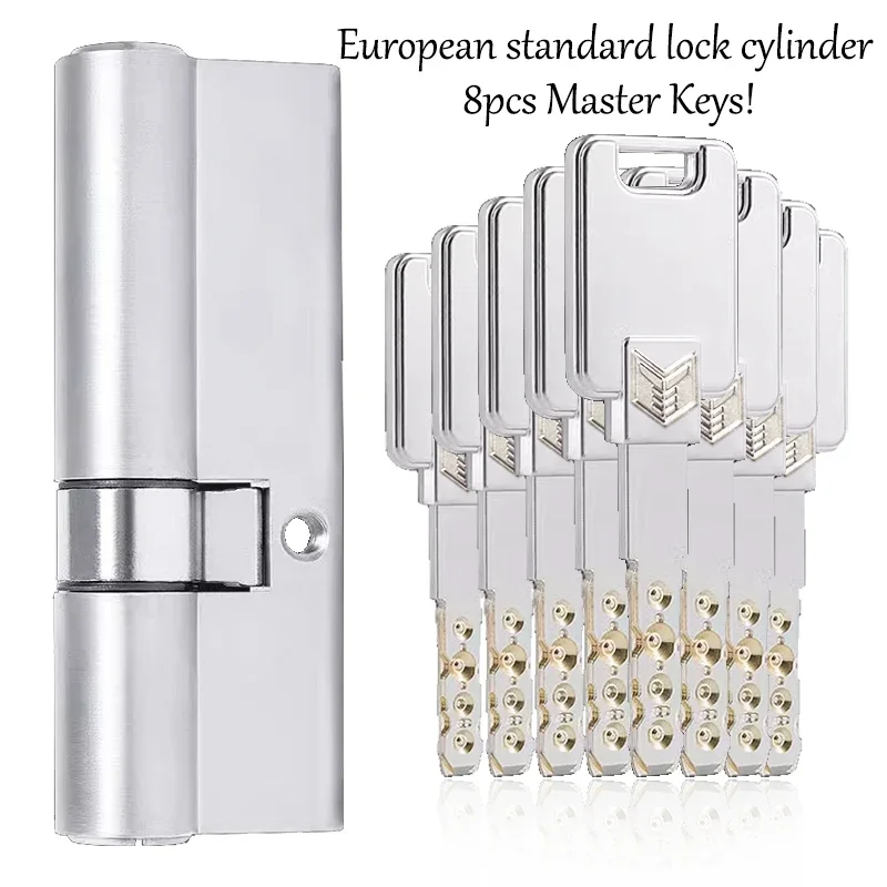 European Standard Anti-theft Cilindros, Indoor and Outdoor Entrance Door Lock Core, Universal Copper Lock Core, 8pcs Master Keys