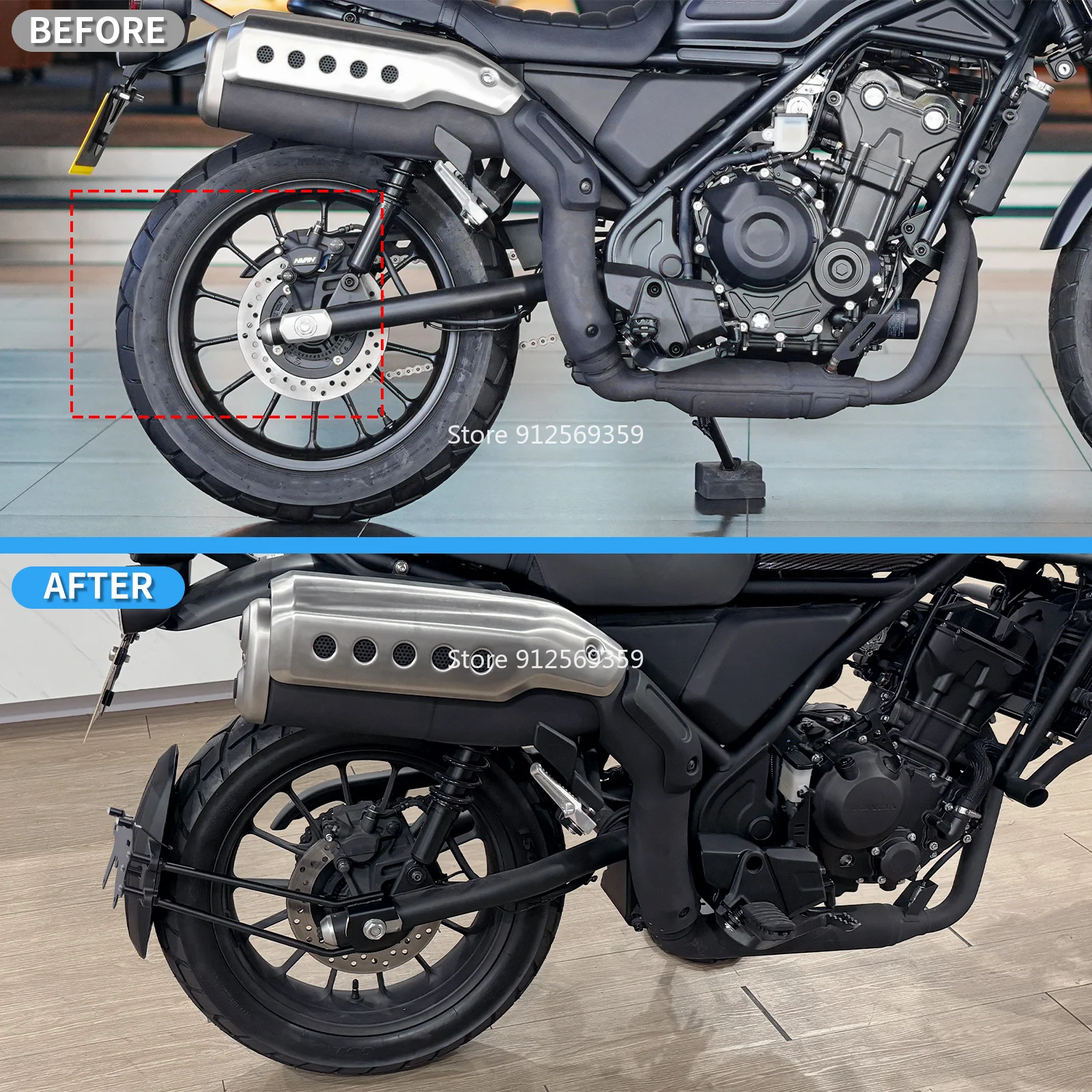 For Honda Rebel CMX250 CMX300 CMX500 CL250 CL300 CL500 Rear Mudguard Splash Guard Fender Steel Bracket License Plate Kit