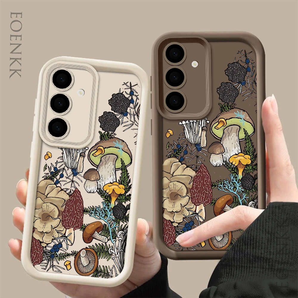 Colorful Mushroom Silicone Phone Case For Samsung Galaxy S25 S22 S21 S23 S20 S24 Ultra FE A35 15 A25 A55 Note 20 Plus 5G Cover