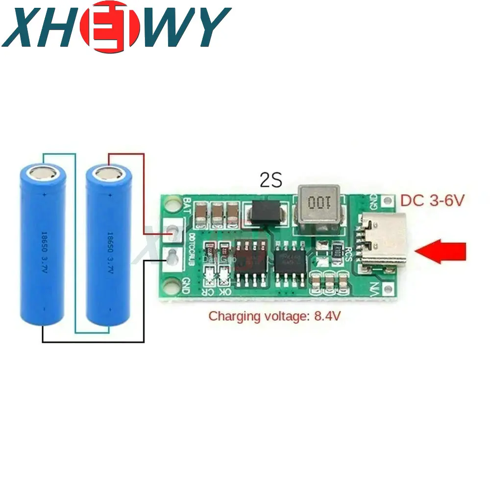 เครื่องชาร์จแบตเตอรี่ Li-ion 2S 3S 4S DC3-5V บอร์ดป้องกันแบตเตอรี่ Type-C