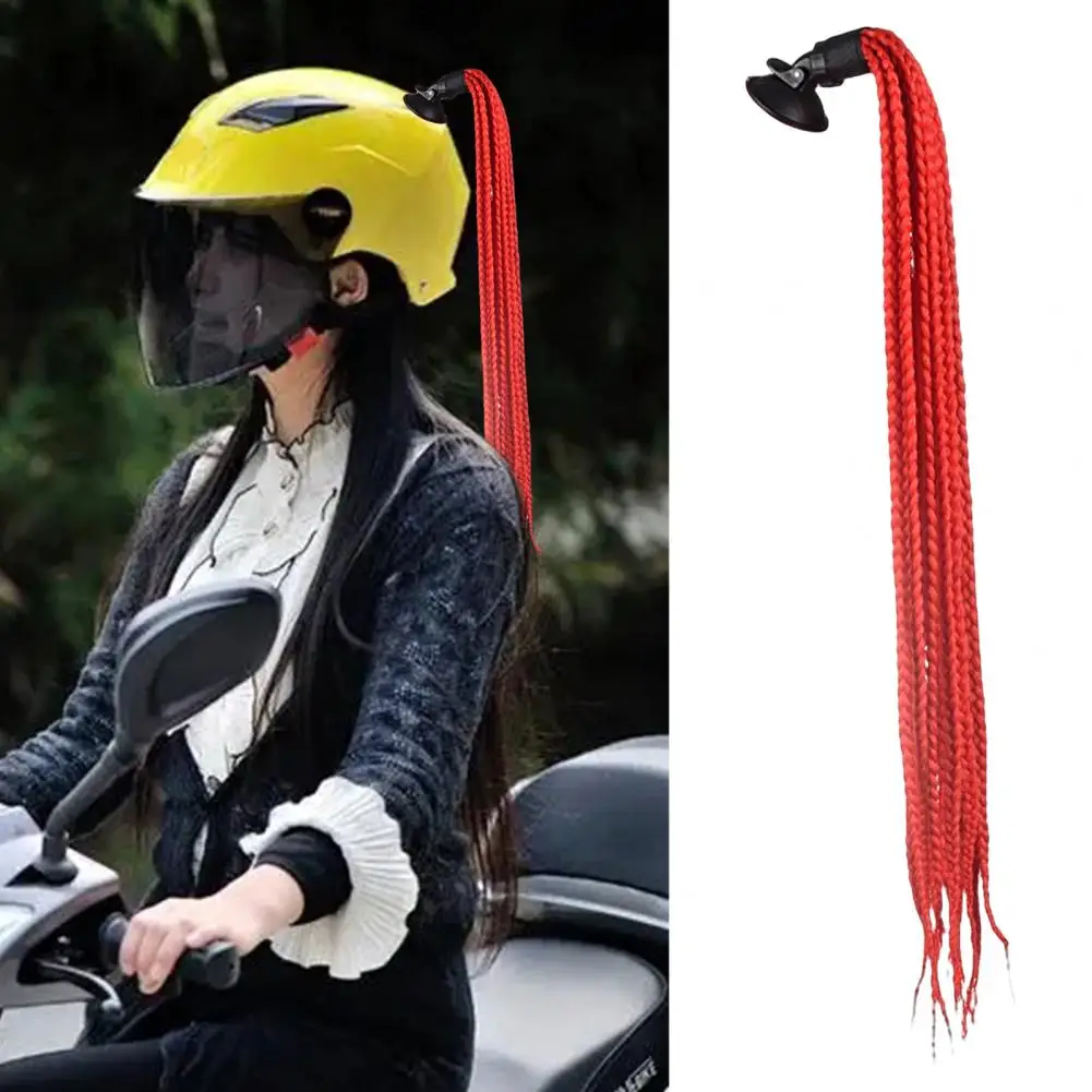 Helmet Braid Pigtails Realistic Removable Gradient Helmet Braid Ponytail Women Motorcycle Helmet Dirty Braid Cycling Equipment