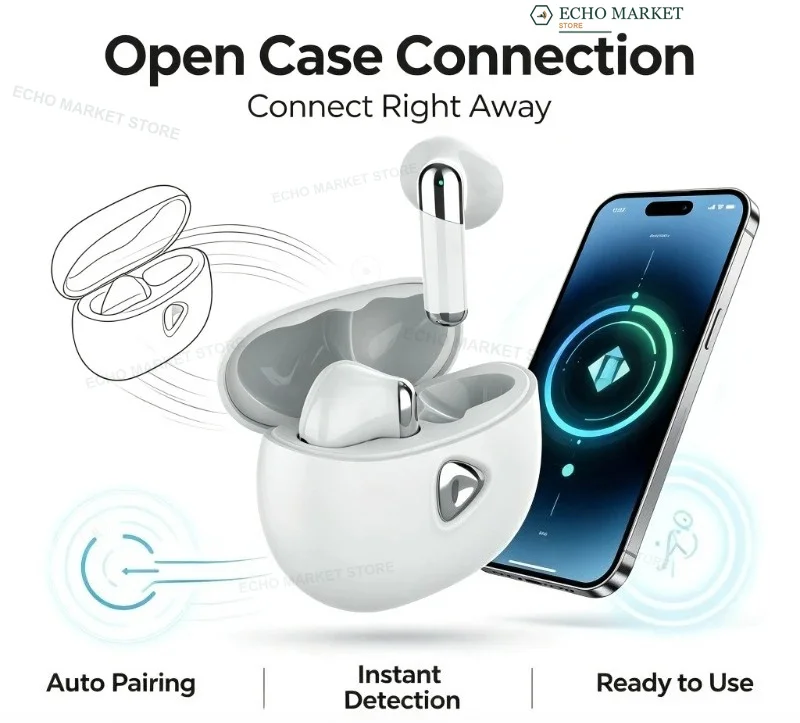 Elegantes auriculares internos inalámbricos Bluetooth 5.2 con reducción de ruido y carga rápida tipo C