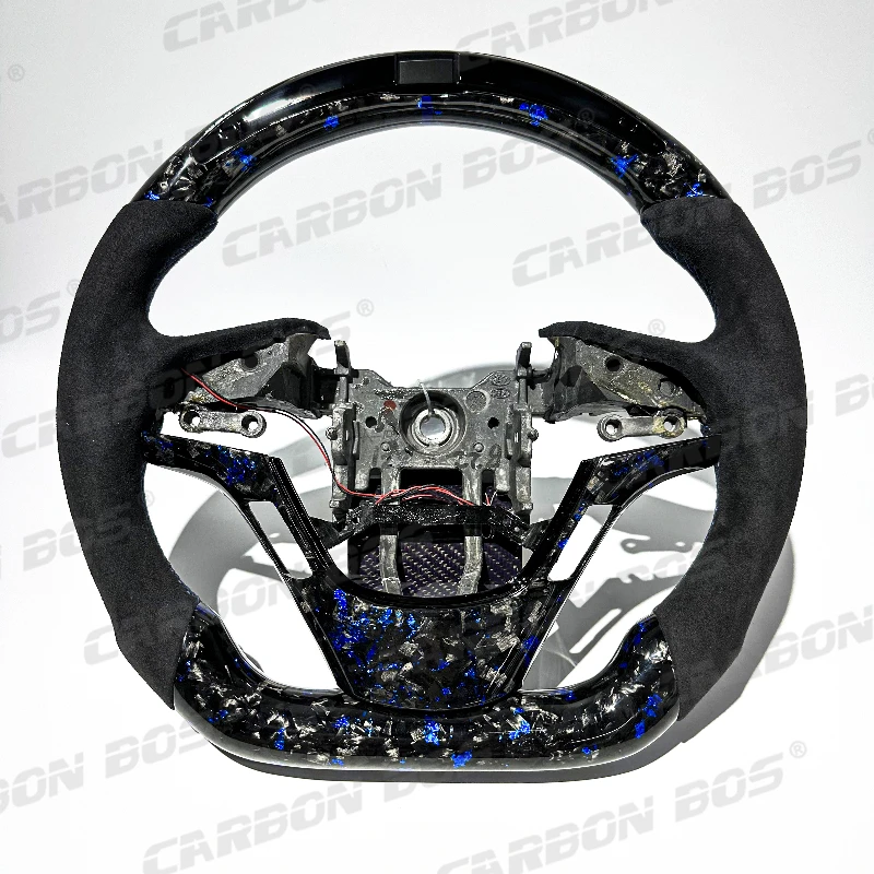 With LED Screen Steering Wheel for Hyundai Genesis Coupe Real Blue Forged Carbon Fiber for Genesis Coupe 2008 2012 2016 2022