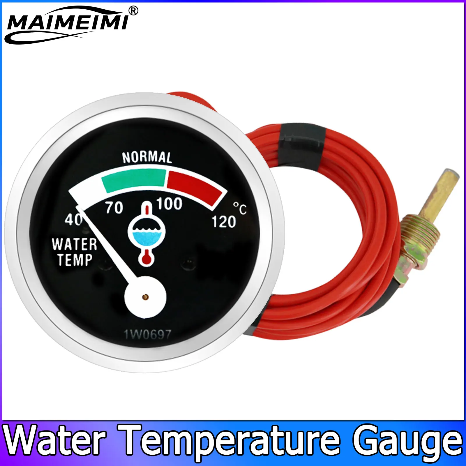 52MM Water Temperature Gauge +Water Tempe Sensor High Quality Mechanical 120-260℉/40-120° 12/24V Tempe Indicator for Excavator