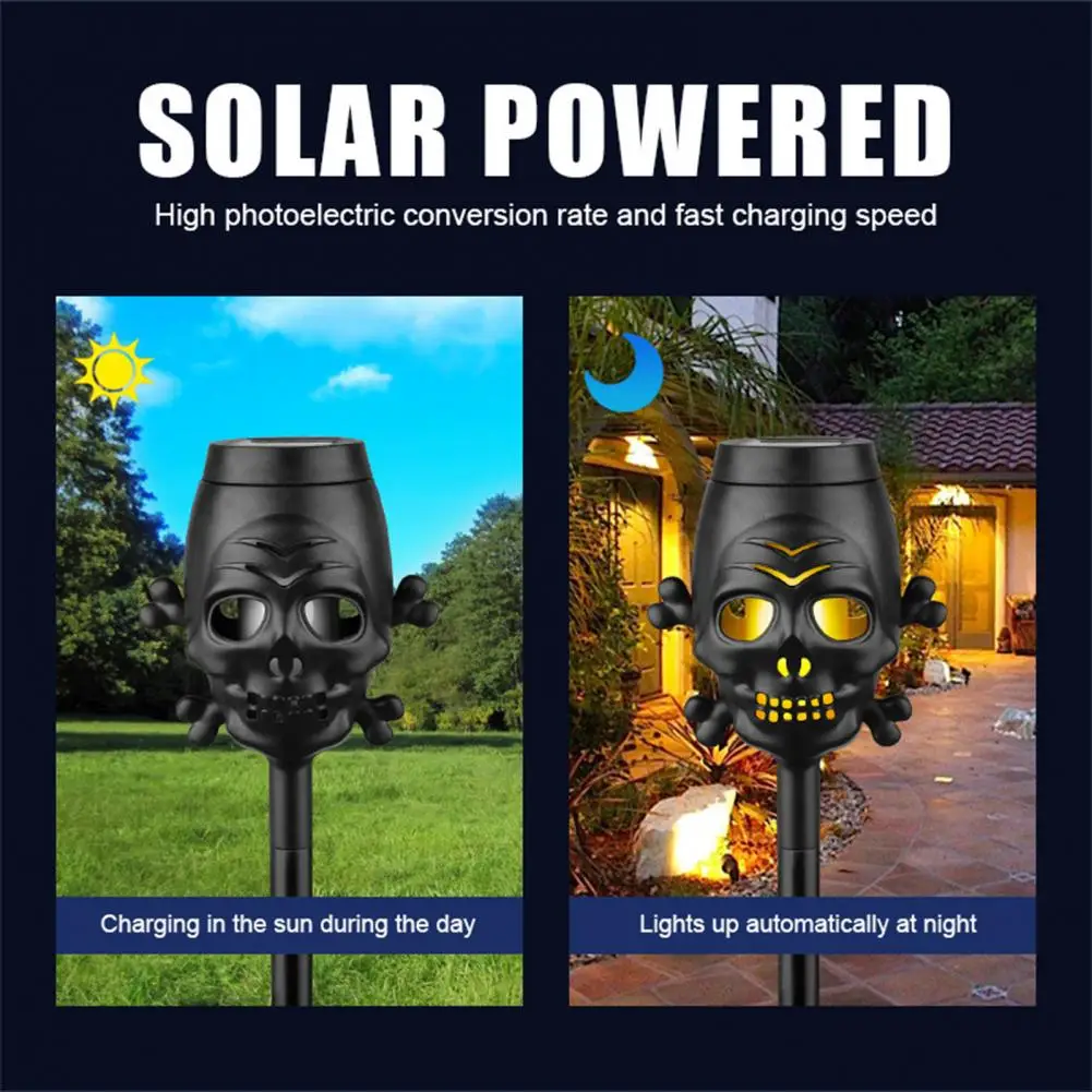 أضواء LED بالطاقة الشمسية الزخرفية ، ديكور الحديقة ، تصميم الجمجمة ، الشحن التلقائي ، سهل للمجفل