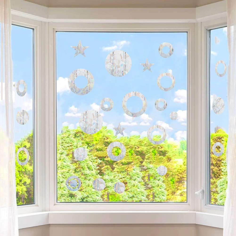 

6pcs Non Adhesive Electrostatic Window Stickers Anti Collision Cling Decals For Glass Windows Decorative Rainbow Film Removable