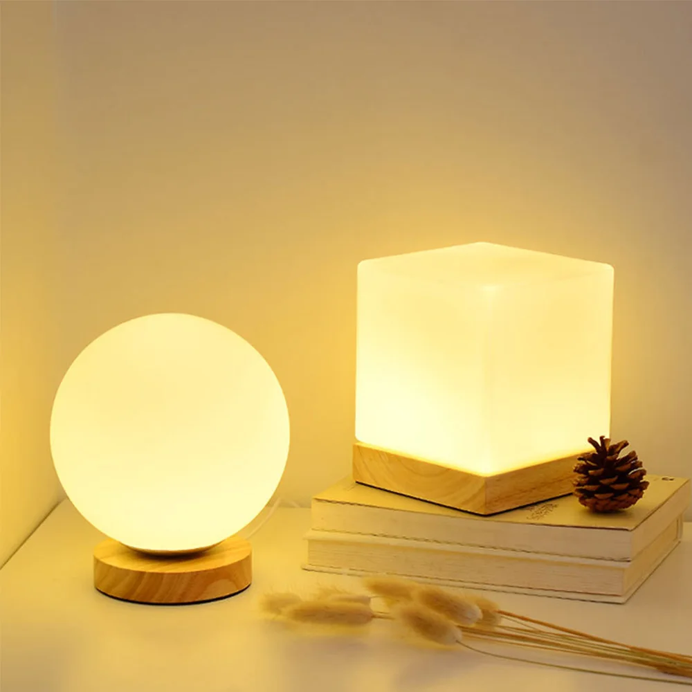 nordico moderno mesa de luz leitura estudo bola vidro base madeira luxo candeeiros mesa cabeceira lampada decorativa para o quarto 01