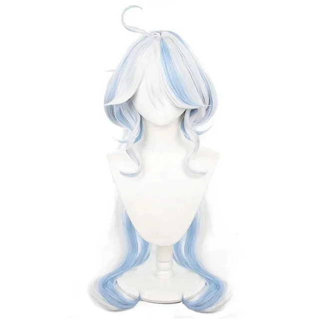 

Сине-белые кудрявые термостойкие парики для аниме-косплея, парик Фурины из игры Genshin Impact