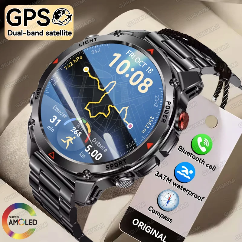 

2025 Новые умные часы с GPS на открытом воздухе, 3 атм, водонепроницаемые, встроенный двухдиапазонный компас GNSS, AMOLED, умный браслет Pro для HUAWEI
