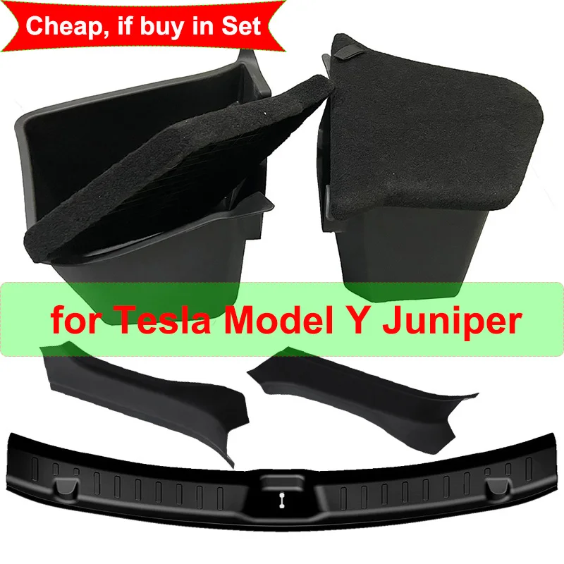 

Для Tesla Model Y Juniper Launch 2025 задний багажник, боковой ящик для хранения, защита порога, защитная полоса, детали органайзера для различных вещей