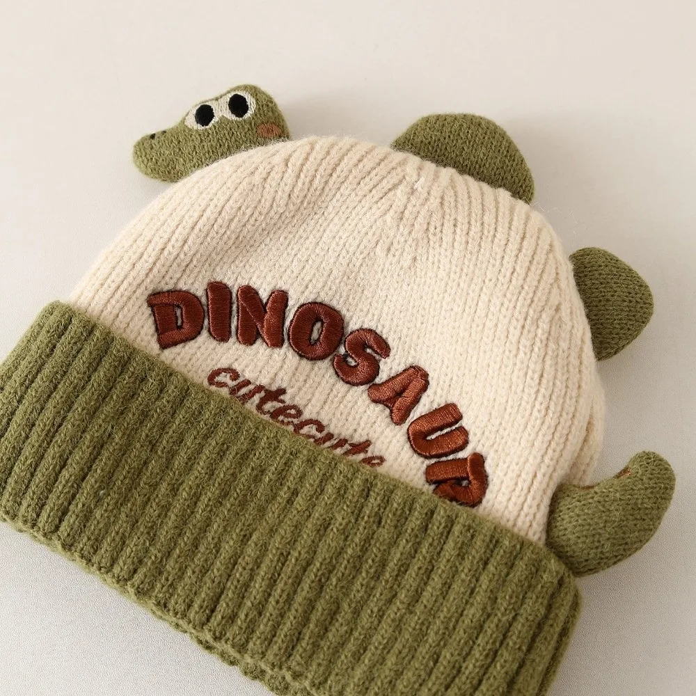 

New Cute Cartoon Dinosaur Kid Pullover Hat Cold Proof Warm Ear Protection Hat Windproof Thickned Knitted Hat Winter