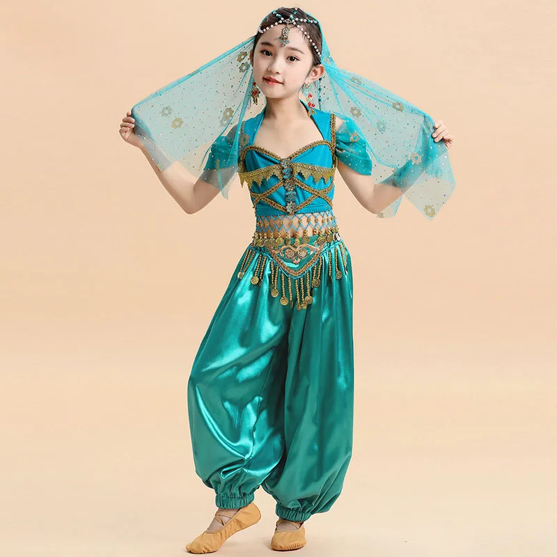 New Style Belly Dance Costumes Set For Girls Oriental Arabian India Bollywood Dancing Clothing Kids Outfit