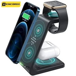 3 in 1 Wireless Charger Station 15W Fast Apple Wireless Charging Stand Dock for iPhone 14/13/12/11/8 Pro Max AirPods iWatch