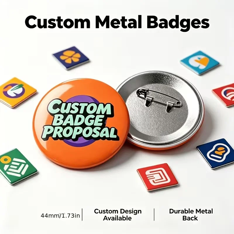44MM Customizable High Definition Metal Badge - Personalized DIY Photo-Text-Tag Creation Suitable for Events Festivals Christmas