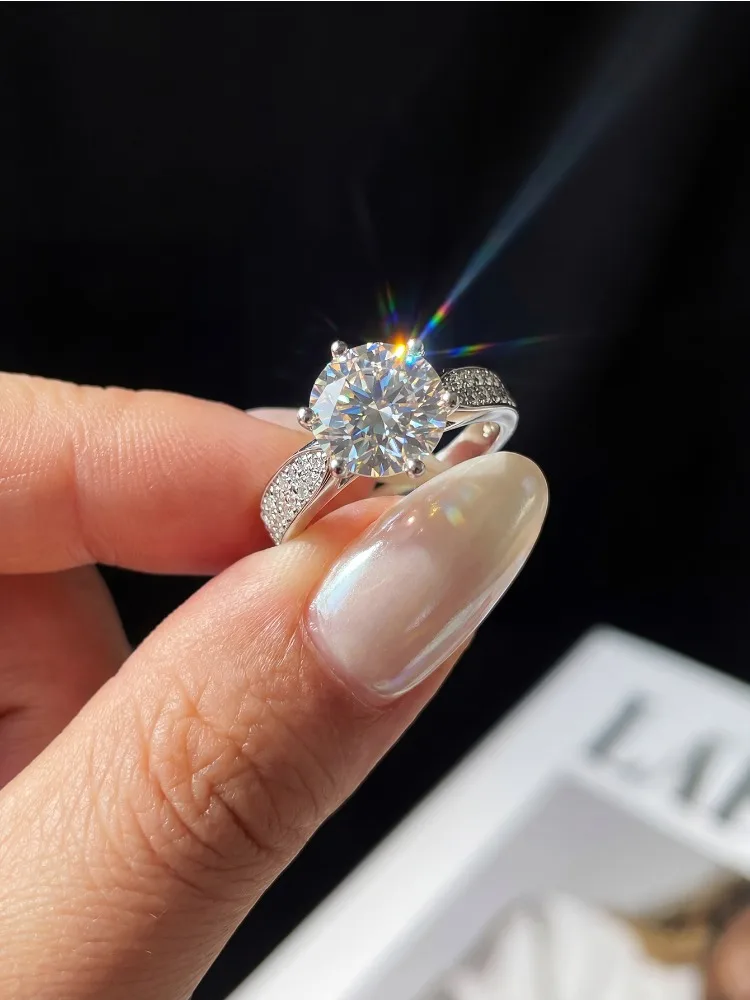 1CT Certified Moissanite Diamond Gold White Stone Women's Engagement Ring Real 925 Sterling Silver High Quality Fine Jewelry