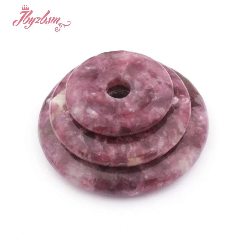 30,40,50mm Donut Rings Lepidolite Purple Natural Stone Beads For DIY Necklace Bracelet Pendant Jewelry Components Making 1 Pcs